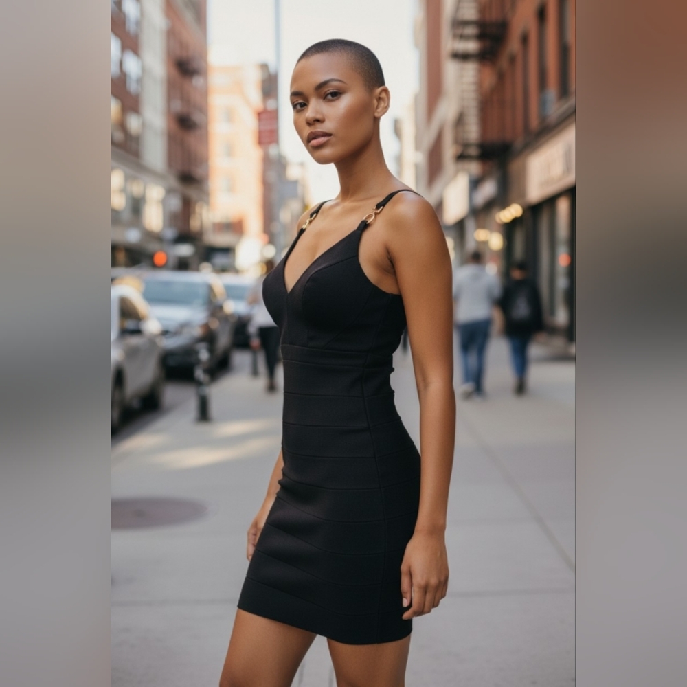 EMERALD SUNDAE Elegant Black Bodycon Dress SIZE XS